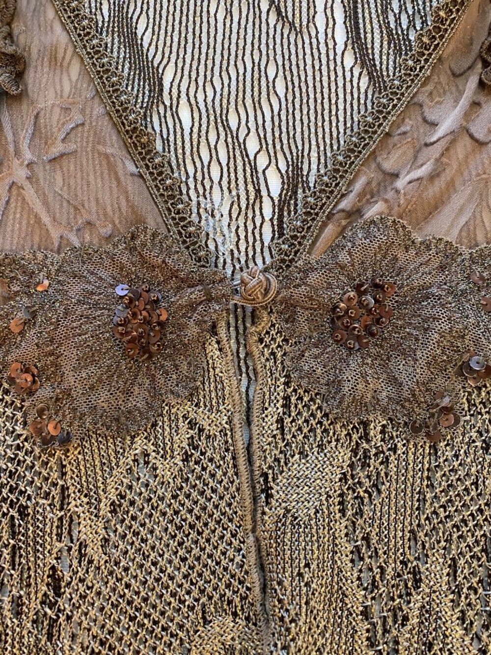Spencer Alexis Women’s M Vintage Brown Floral Sheer Lace Cardigan Whimsigoth - Picture 8 of 16